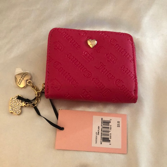 Juicy Couture Pink Flash Not Your Babe Small Zip Around Bifold Wallet NWT - Picture 1 of 16